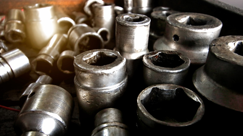 Closeup image of various sockets.